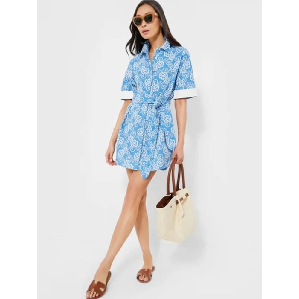 Tuckernuck Pomander Place Riviera Painted Chintz Aurora Dress Blue Floral XS NEW